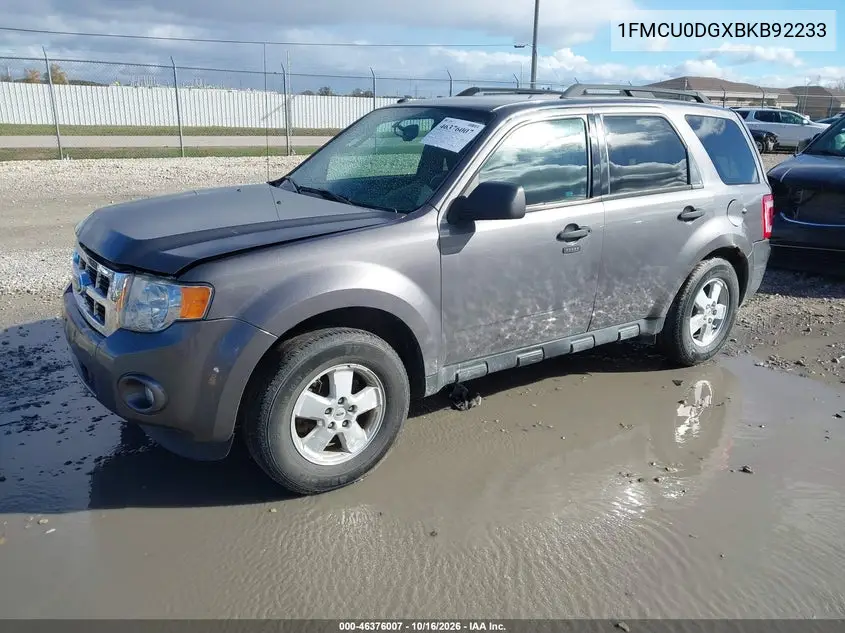 2011 FORD ESCAPE VIN 1FMCU0DGXBKB92233 — фото 2