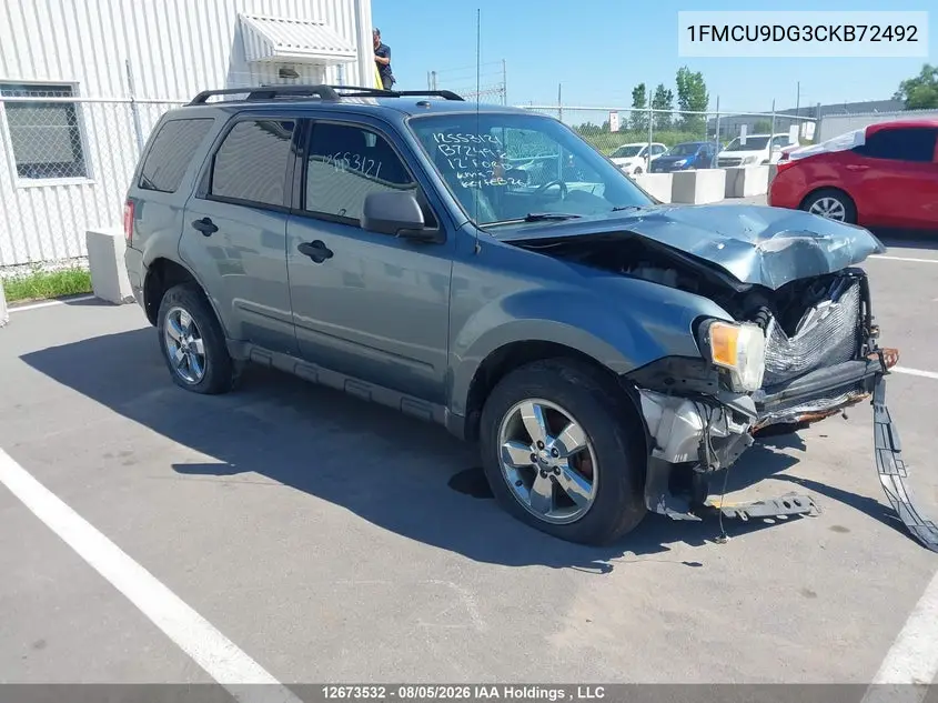 FORD ESCAPE 2012, VIN 1FMCU9DG3CKB72492