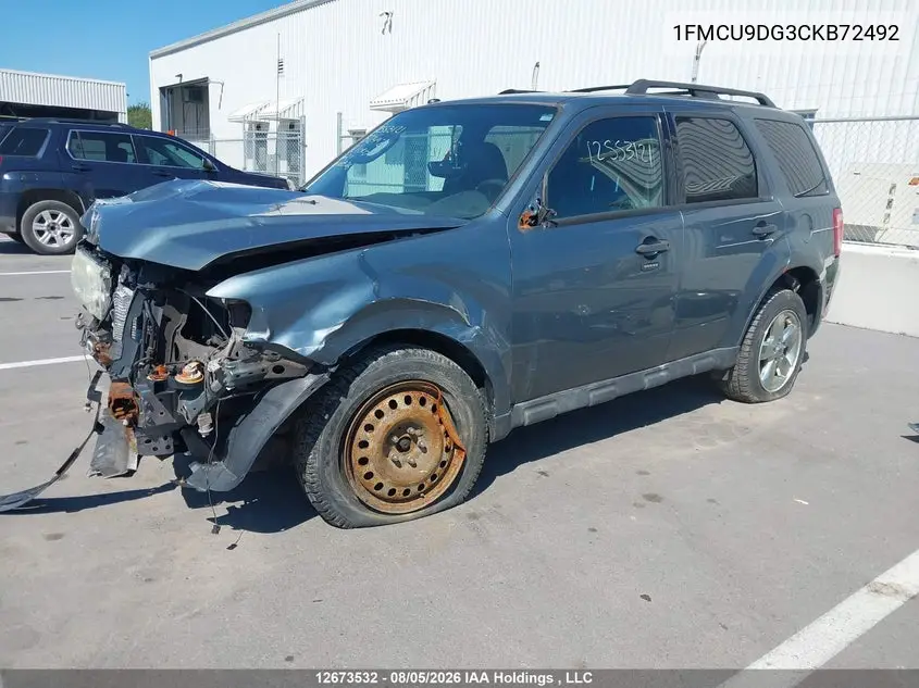 2012 FORD ESCAPE VIN 1FMCU9DG3CKB72492 — фото 2