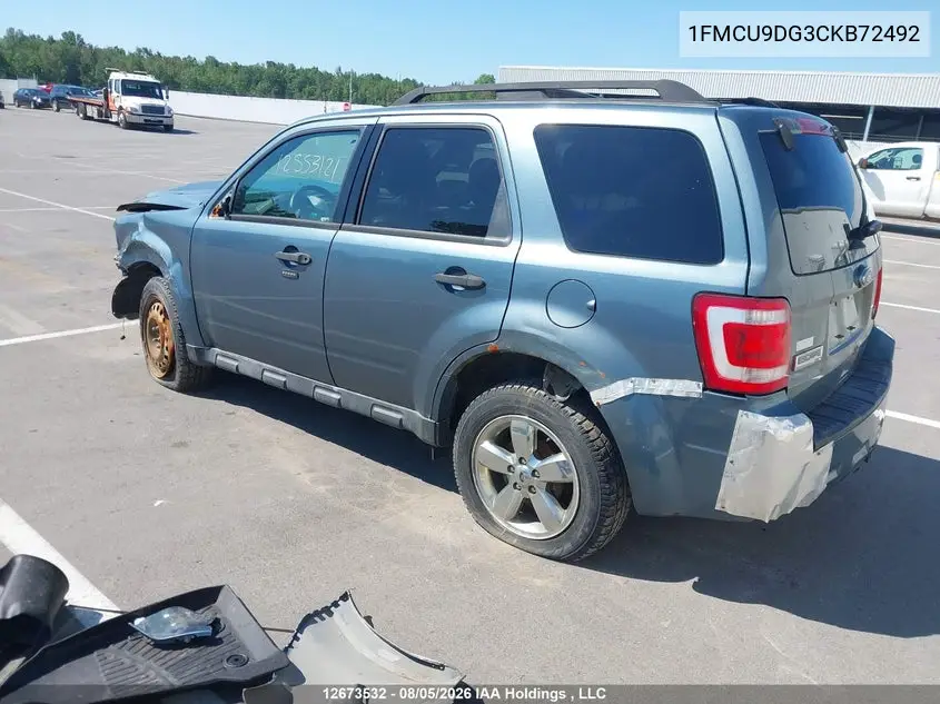 2012 FORD ESCAPE VIN 1FMCU9DG3CKB72492 — фото 3