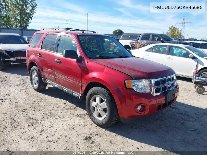 FORD ESCAPE 2012, VIN 1FMCU0D76CKB45685