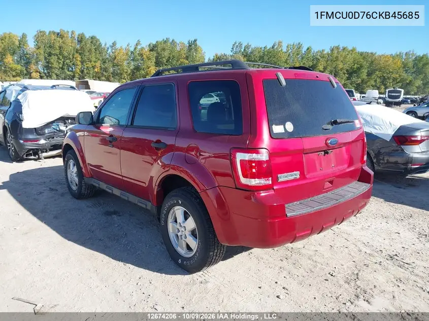 2012 FORD ESCAPE VIN 1FMCU0D76CKB45685 — фото 3