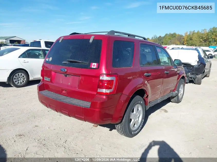2012 FORD ESCAPE VIN 1FMCU0D76CKB45685 — фото 4