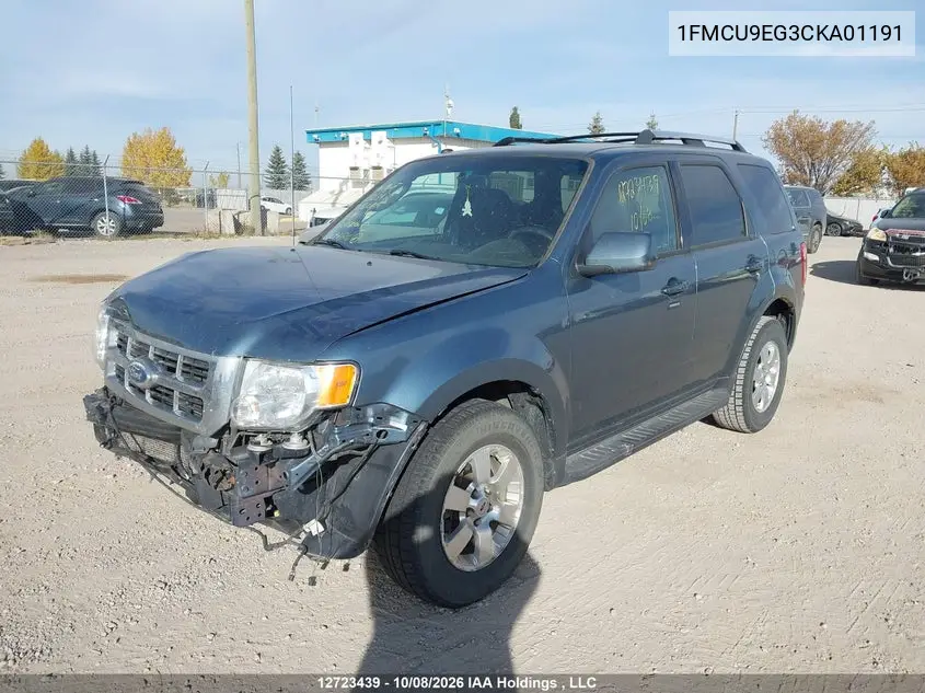 2012 FORD ESCAPE VIN 1FMCU9EG3CKA01191 — фото 2