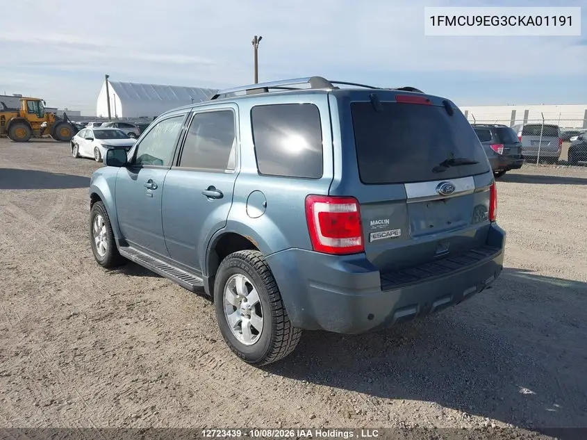 2012 FORD ESCAPE VIN 1FMCU9EG3CKA01191 — фото 3