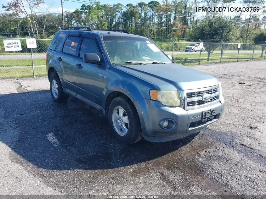FORD ESCAPE 2012, VIN 1FMCU0D71CKA03759
