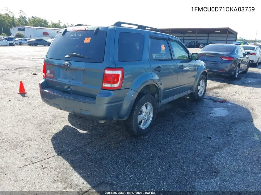 2012 FORD ESCAPE VIN 1FMCU0D71CKA03759 — фото 4