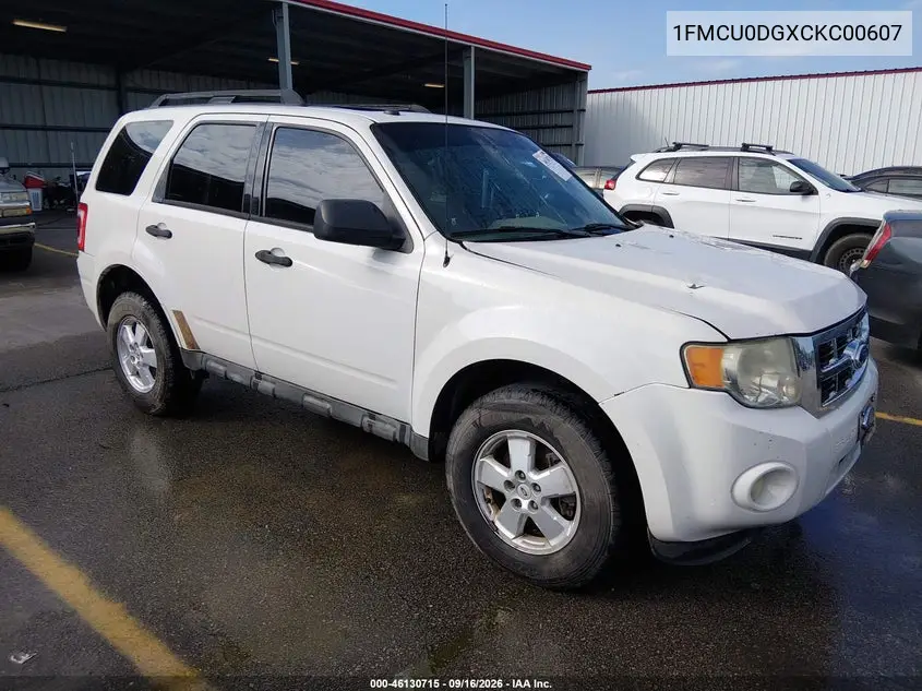 FORD ESCAPE 2012, VIN 1FMCU0DGXCKC00607