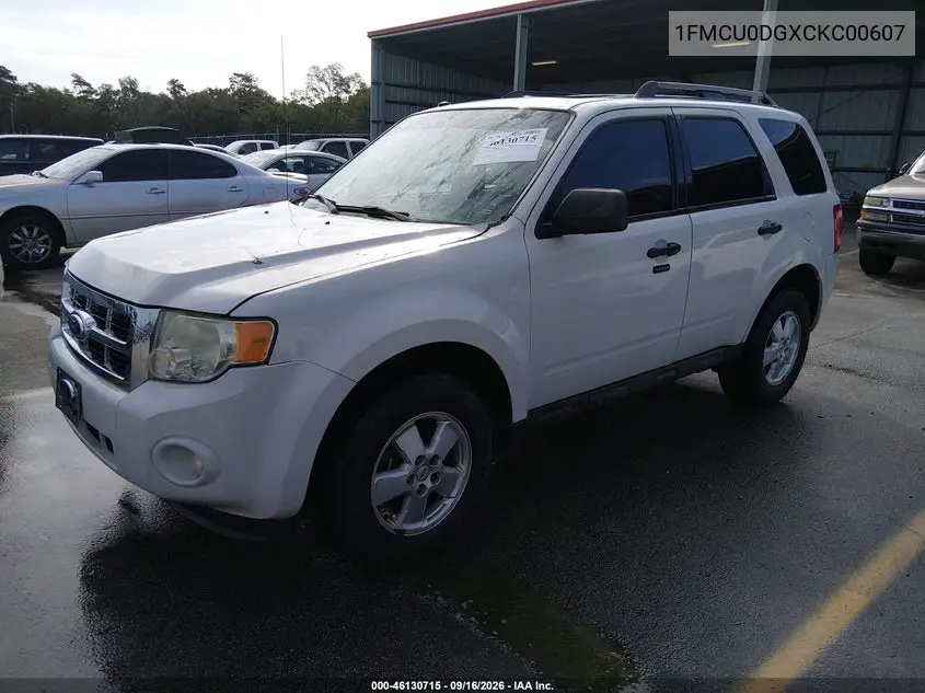 2012 FORD ESCAPE VIN 1FMCU0DGXCKC00607 — фото 2