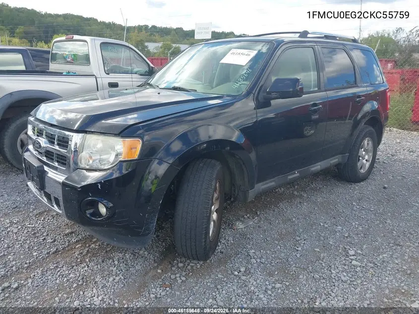 2012 FORD ESCAPE VIN 1FMCU0EG2CKC55759 — фото 2