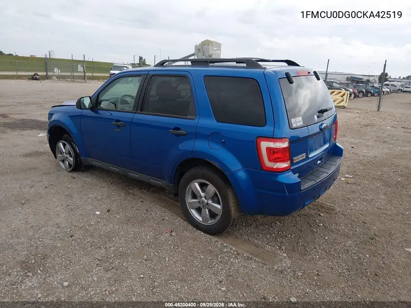 2012 FORD ESCAPE VIN 1FMCU0DG0CKA42519 — фото 3