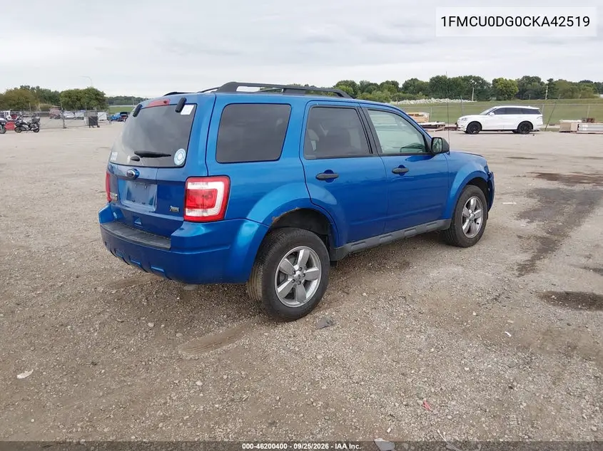 2012 FORD ESCAPE VIN 1FMCU0DG0CKA42519 — фото 4