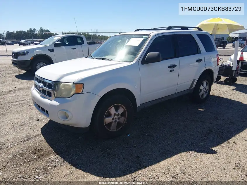 2012 FORD ESCAPE VIN 1FMCU0D73CKB83729 — фото 2