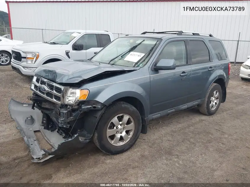 2012 FORD ESCAPE VIN 1FMCU0EGXCKA73789 — фото 2