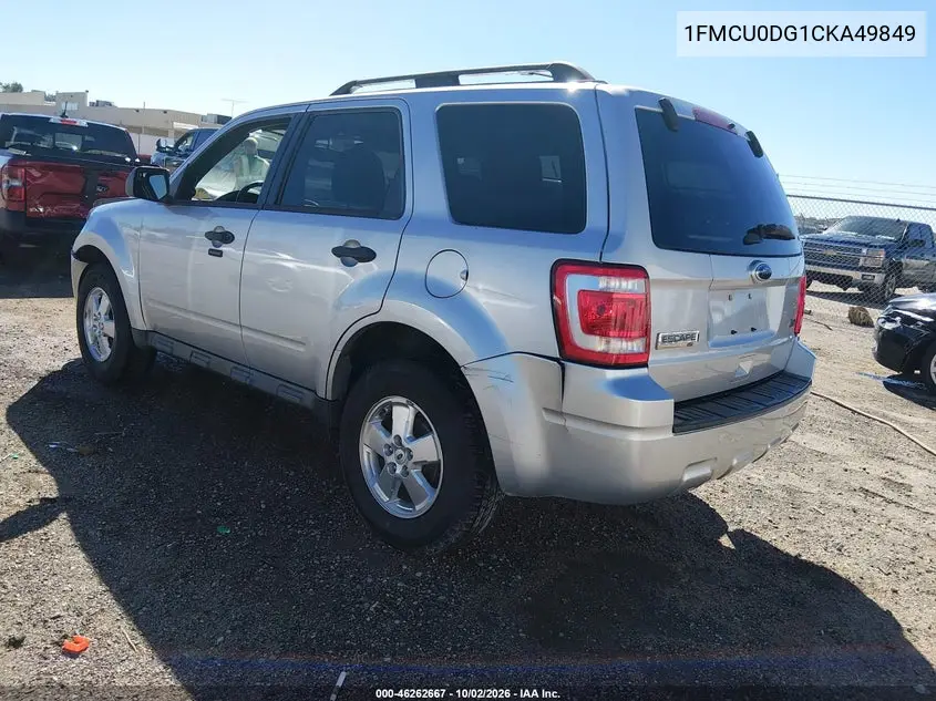 2012 FORD ESCAPE VIN 1FMCU0DG1CKA49849 — фото 3