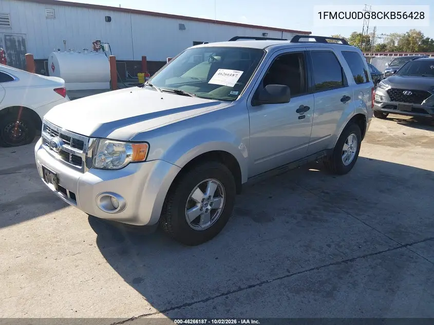 2012 FORD ESCAPE VIN 1FMCU0DG8CKB56428 — фото 2