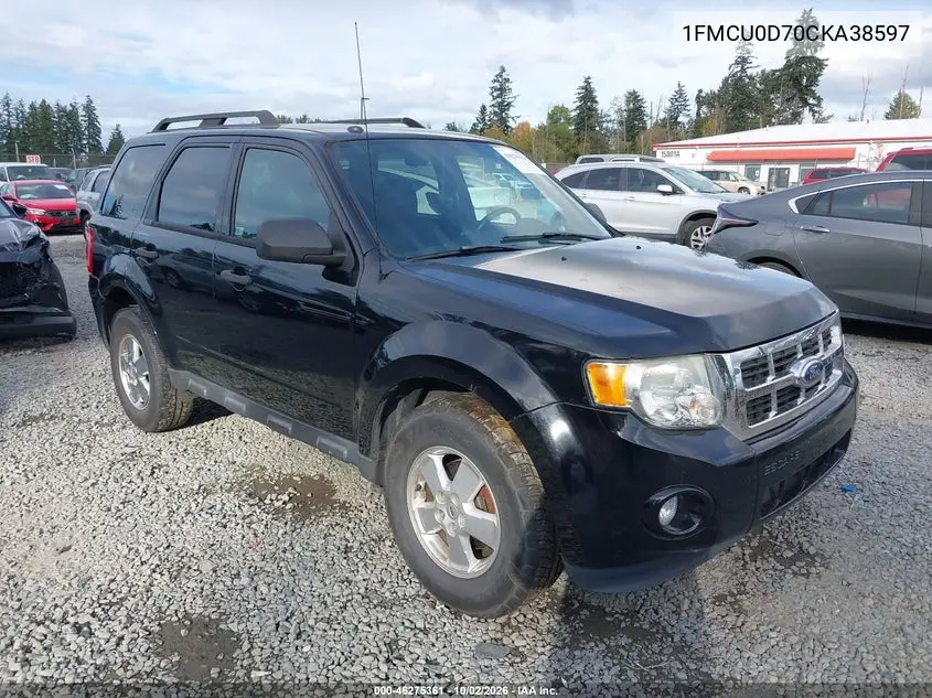 FORD ESCAPE 2012, VIN 1FMCU0D70CKA38597