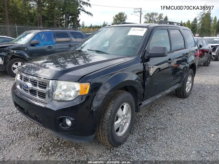 2012 FORD ESCAPE VIN 1FMCU0D70CKA38597 — фото 2