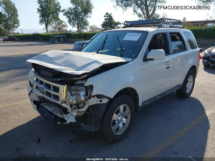 2012 FORD ESCAPE VIN 1FMCU0EG3CKA08590 — фото 2