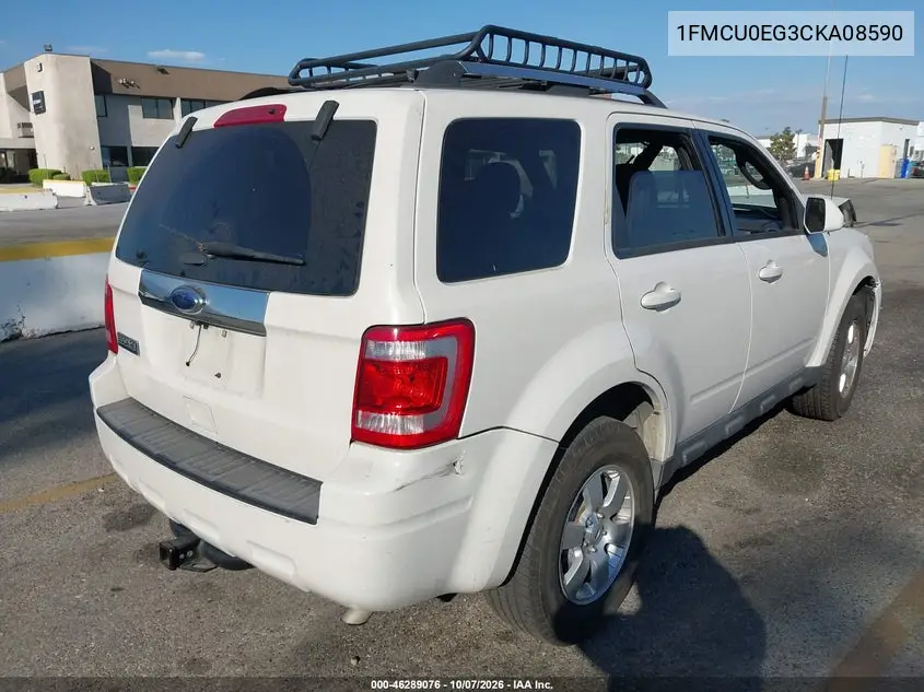 2012 FORD ESCAPE VIN 1FMCU0EG3CKA08590 — фото 4