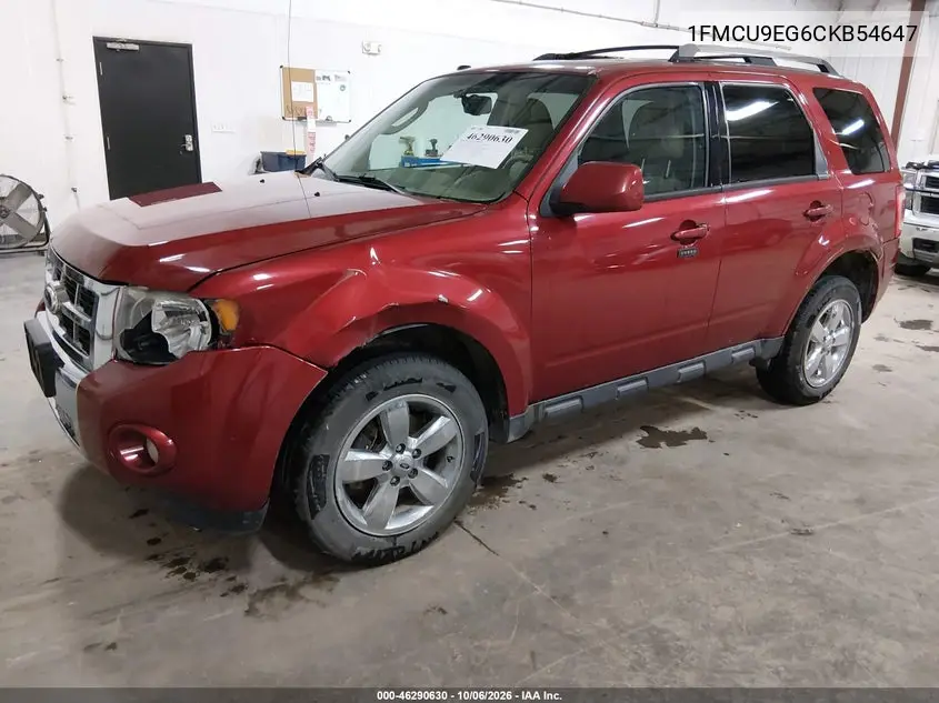 2012 FORD ESCAPE VIN 1FMCU9EG6CKB54647 — фото 2
