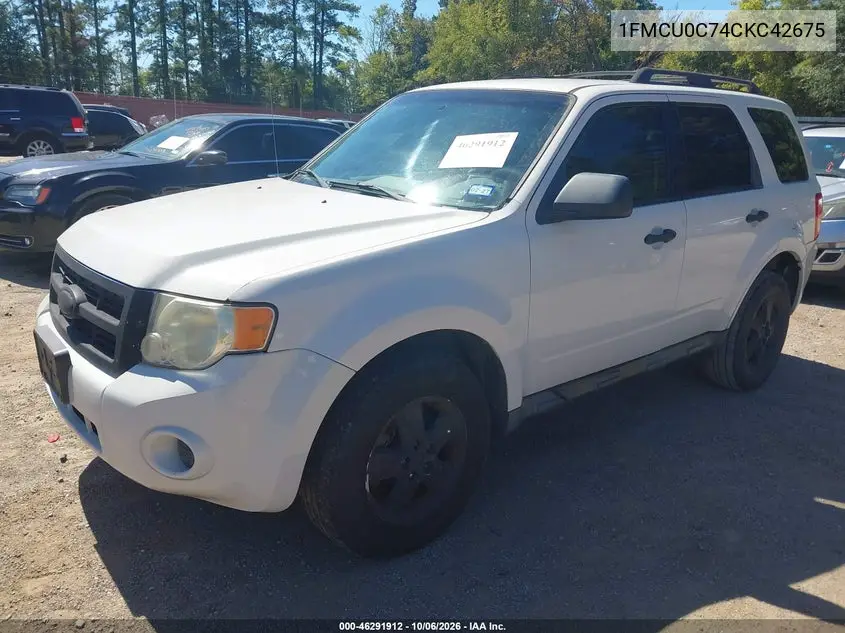 2012 FORD ESCAPE VIN 1FMCU0C74CKC42675 — фото 2