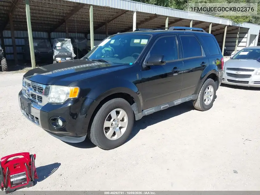 2012 FORD ESCAPE VIN 1FMCU0EG0CKB02376 — фото 2