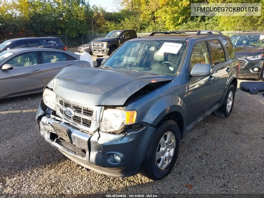 2012 FORD ESCAPE VIN 1FMCU0EG7CKB01578 — фото 2