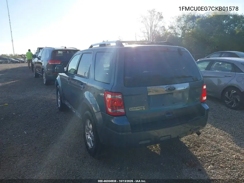 2012 FORD ESCAPE VIN 1FMCU0EG7CKB01578 — фото 3