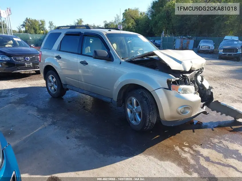 FORD ESCAPE 2012, VIN 1FMCU9DG2CKA81018