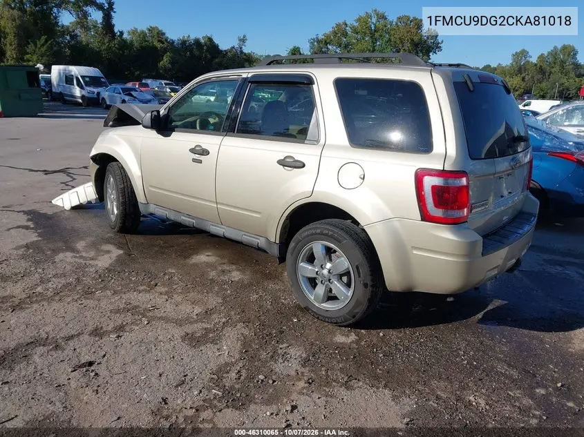 2012 FORD ESCAPE VIN 1FMCU9DG2CKA81018 — фото 3