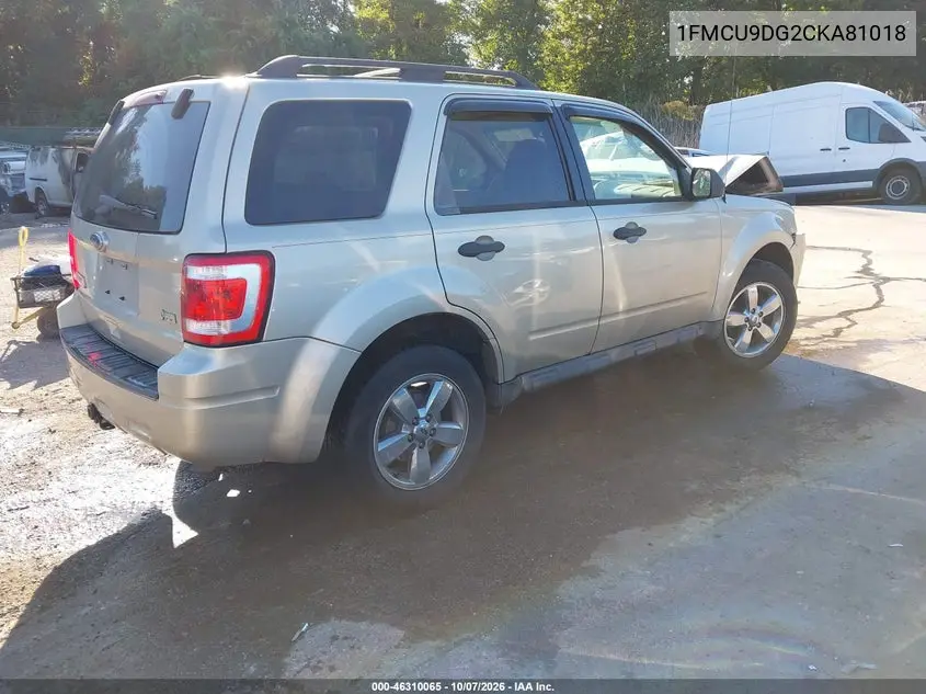 2012 FORD ESCAPE VIN 1FMCU9DG2CKA81018 — фото 4
