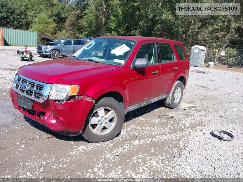 2012 FORD ESCAPE VIN 1FMCU0C74CKC75109 — фото 2