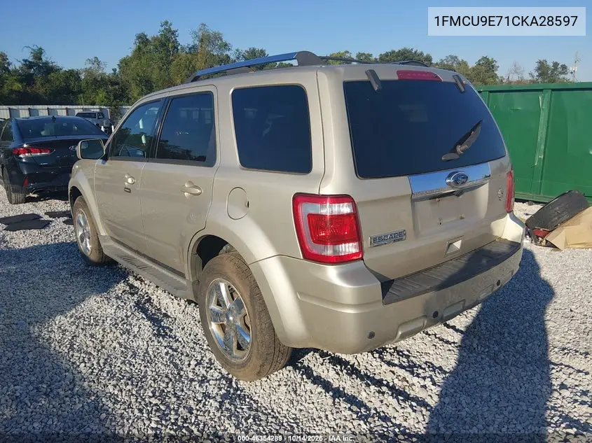 2012 FORD ESCAPE VIN 1FMCU9E71CKA28597 — фото 3