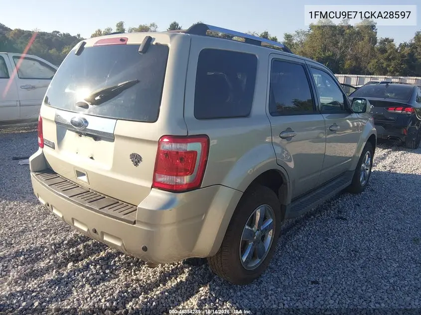 2012 FORD ESCAPE VIN 1FMCU9E71CKA28597 — фото 4