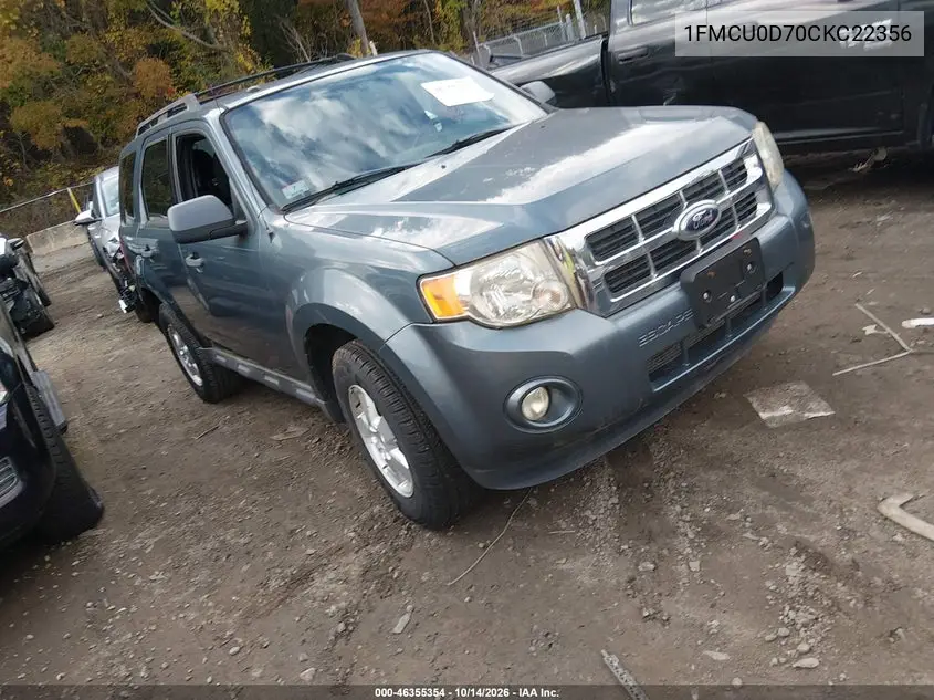 FORD ESCAPE 2012, VIN 1FMCU0D70CKC22356