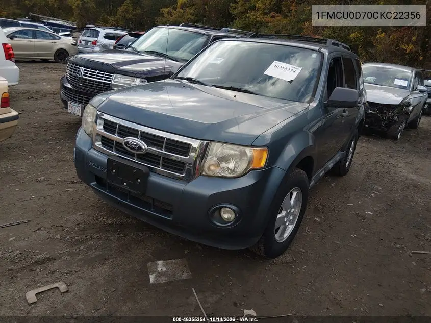 2012 FORD ESCAPE VIN 1FMCU0D70CKC22356 — фото 2