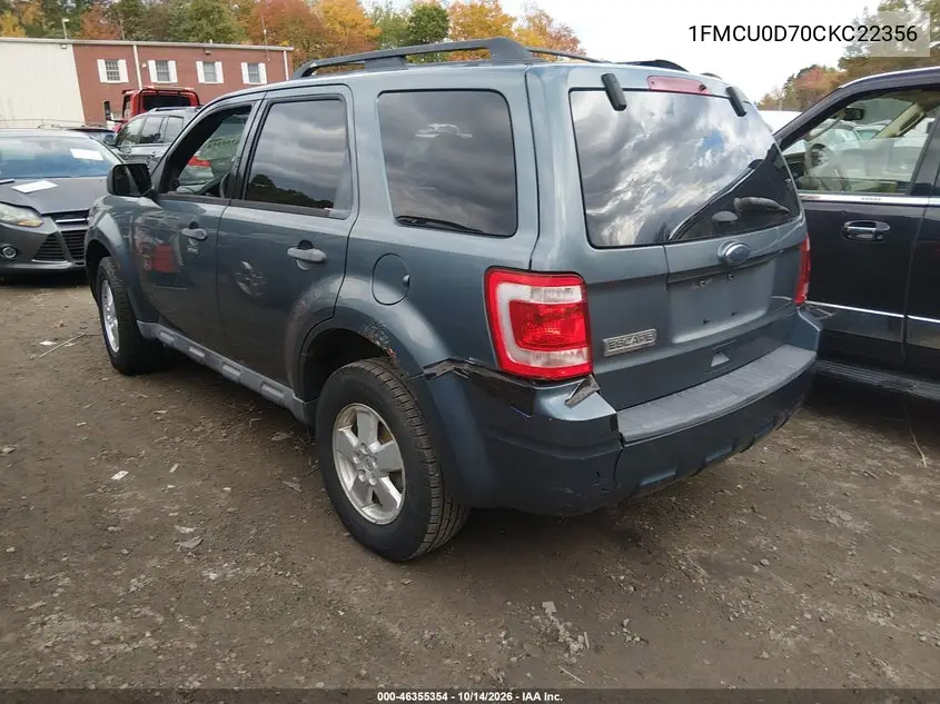2012 FORD ESCAPE VIN 1FMCU0D70CKC22356 — фото 3