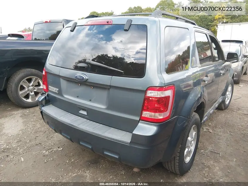 2012 FORD ESCAPE VIN 1FMCU0D70CKC22356 — фото 4
