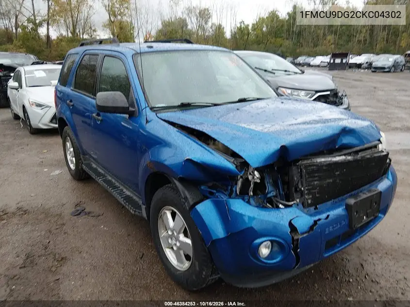 FORD ESCAPE 2012, VIN 1FMCU9DG2CKC04302