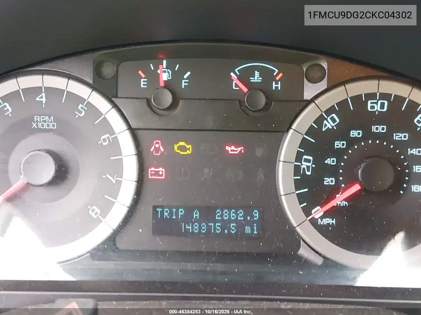 2012 FORD ESCAPE VIN 1FMCU9DG2CKC04302 — фото 15