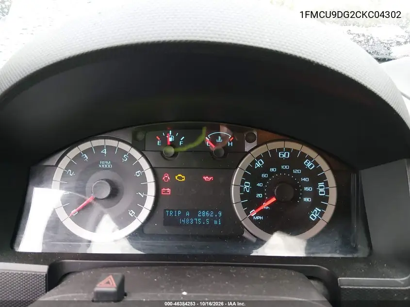 2012 FORD ESCAPE VIN 1FMCU9DG2CKC04302 — фото 7