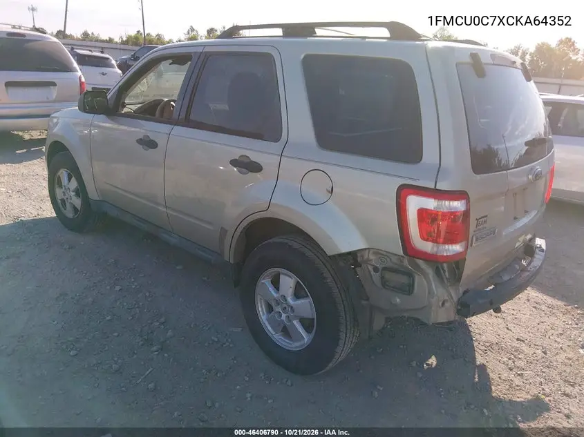 2012 FORD ESCAPE VIN 1FMCU0C7XCKA64352 — фото 3