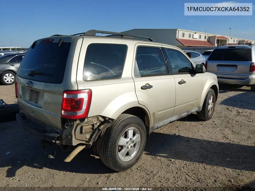 2012 FORD ESCAPE VIN 1FMCU0C7XCKA64352 — фото 4