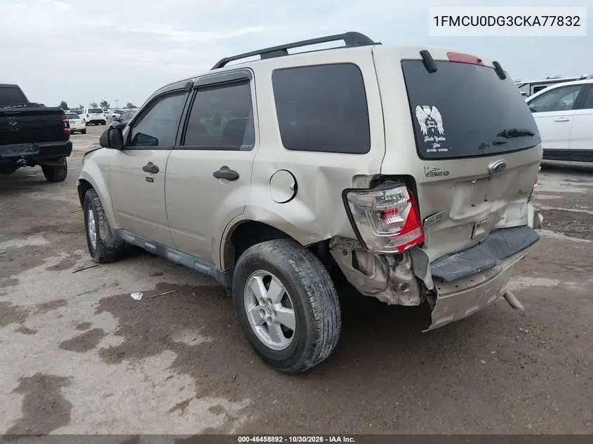 2012 FORD ESCAPE VIN 1FMCU0DG3CKA77832 — фото 3