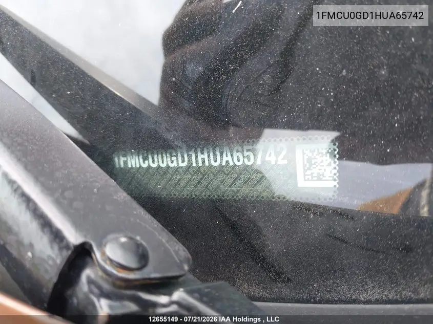 2017 FORD ESCAPE VIN 1FMCU0GD1HUA65742 — фото 19