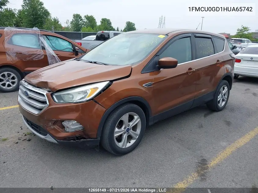 2017 FORD ESCAPE VIN 1FMCU0GD1HUA65742 — фото 2
