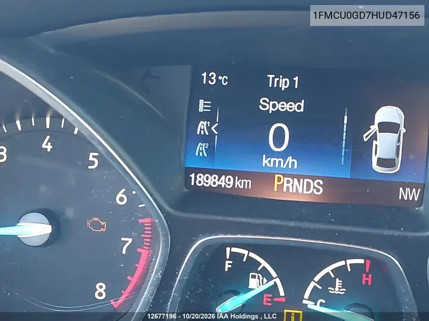 2017 FORD ESCAPE VIN 1FMCU0GD7HUD47156 — фото 15