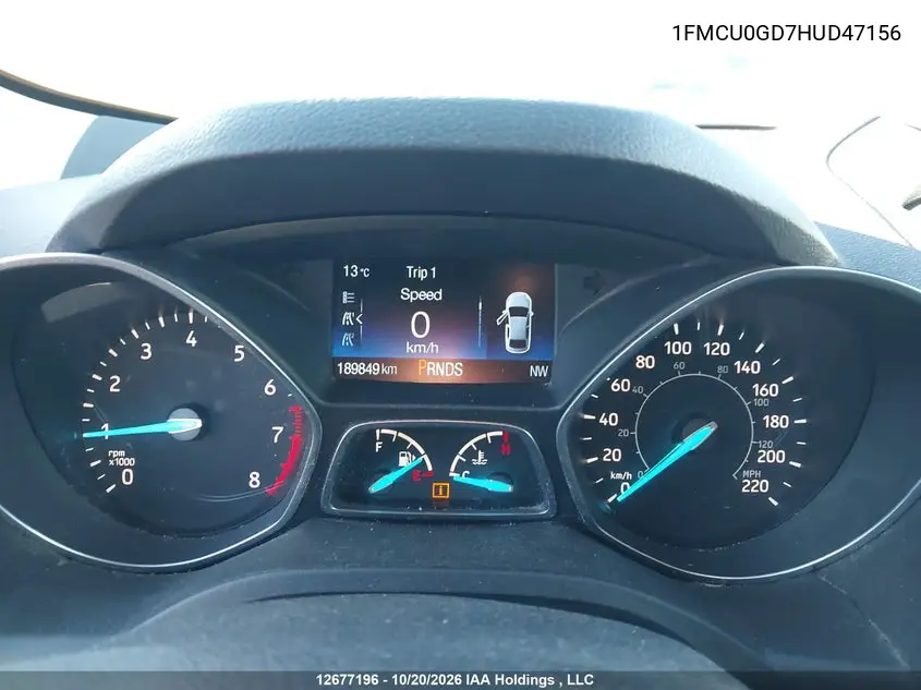 2017 FORD ESCAPE VIN 1FMCU0GD7HUD47156 — фото 7