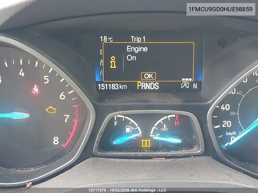 2017 FORD ESCAPE VIN 1FMCU9GD0HUE98859 — фото 15